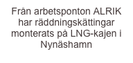 Från arbetsponton ALRIK har räddningskättingar monterats på LNG-kajen i Nynäshamn